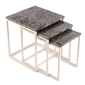 Set 3 odkládacích stolků Blue Eyes, bílá podnož