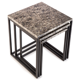 Set 3 odkládacích stolků Blue Eyes, černá podnož